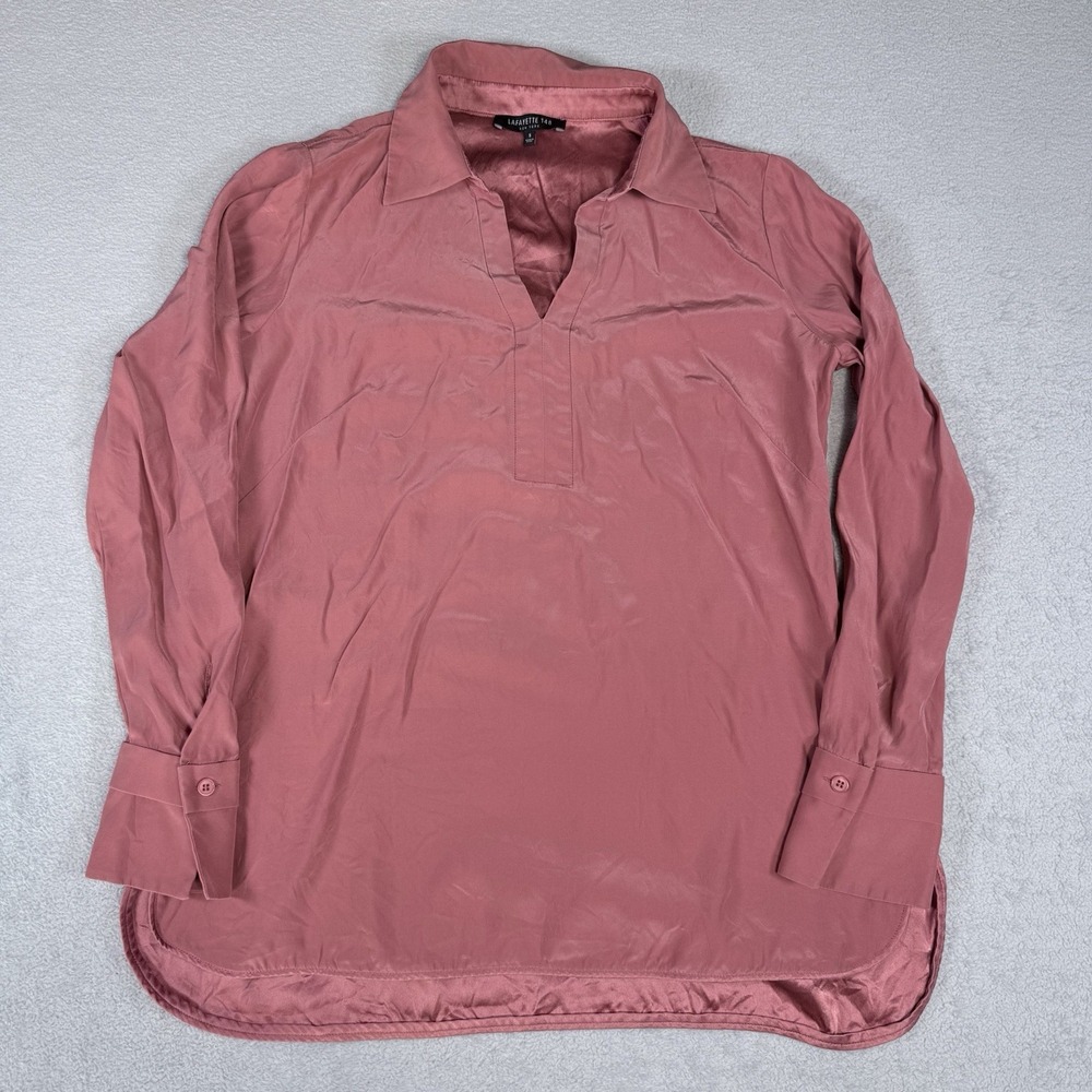 Lafayette 148 Blouse Womens Size Small 100% Silk Going Out Career Business Shirt